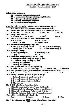 Đề cương ôn tập học kì I Tin học lớp 8 (Có đáp án) - Năm học 2016-2017